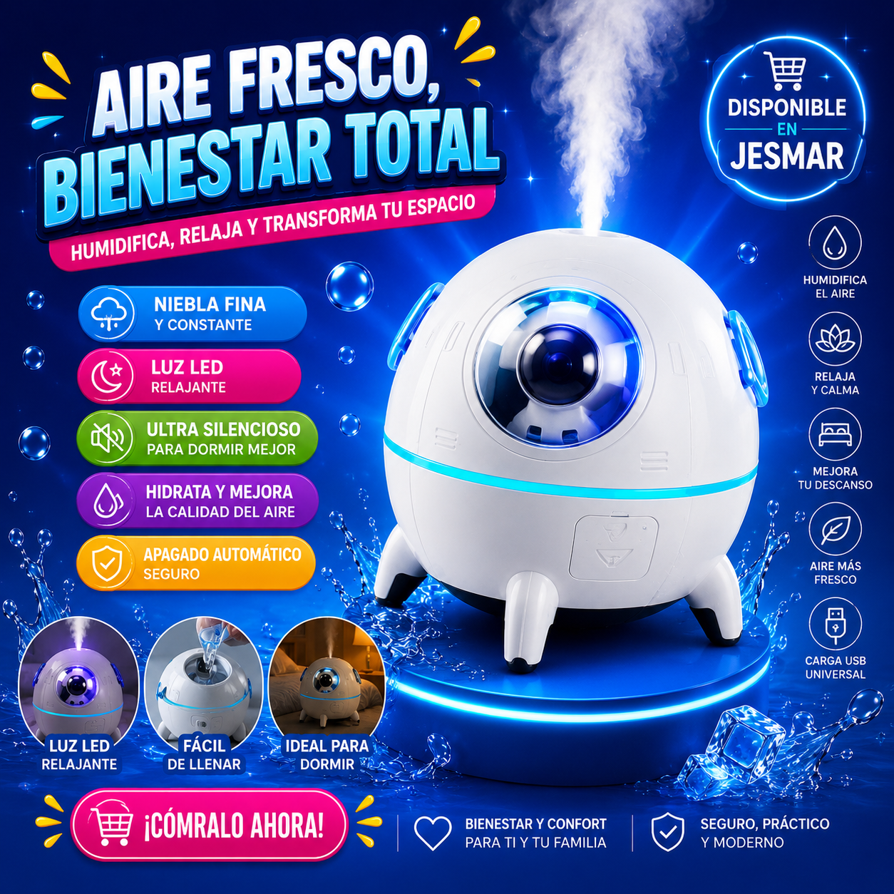 Humidificador nave astronauta USB