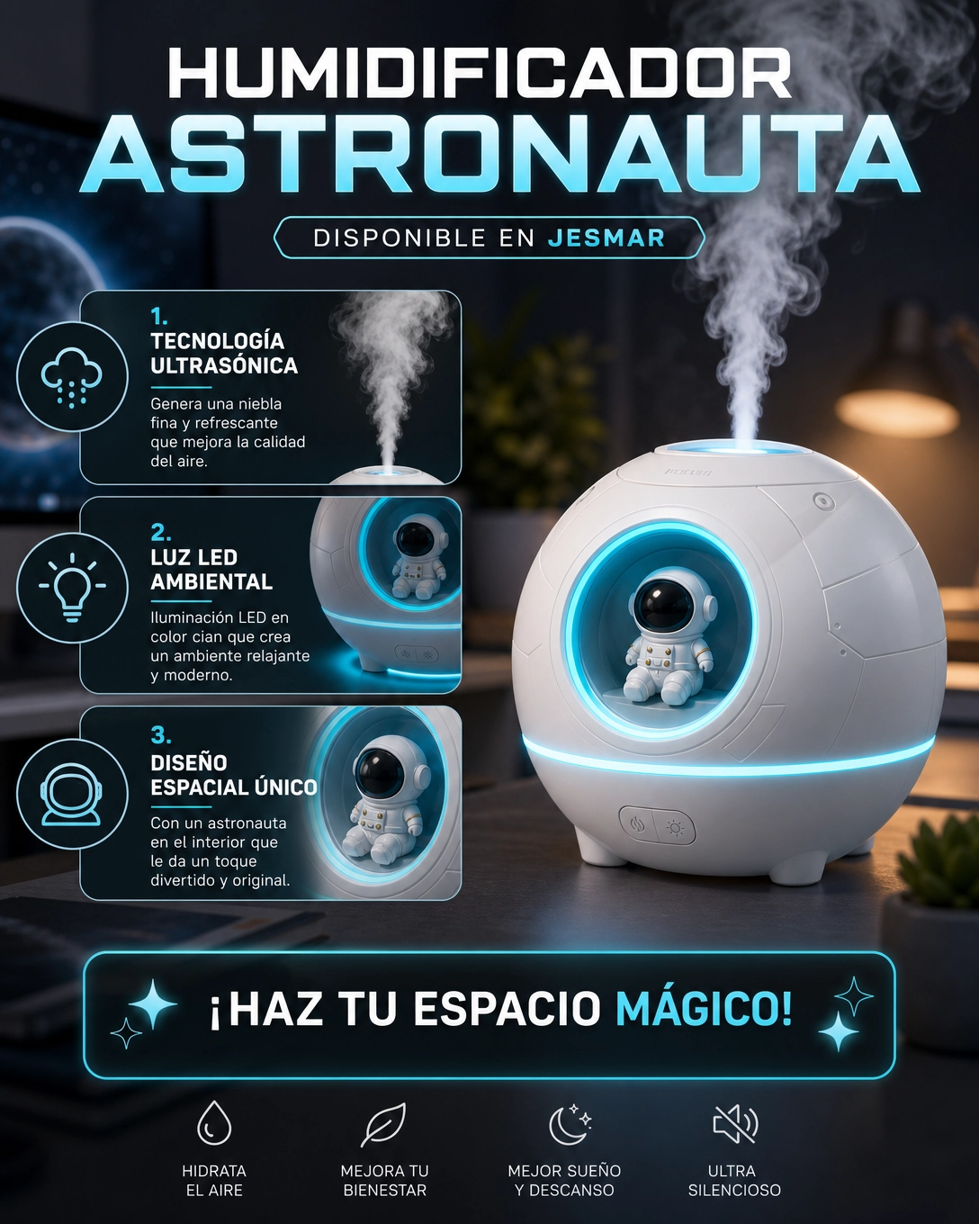 Humidificador nave astronauta USB
